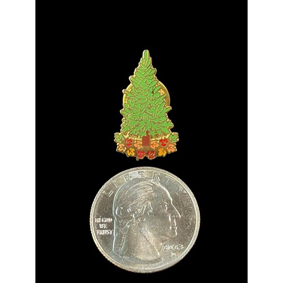 Vintage Gold Tone Tree and Autumn Fall Leaves Enamel Holiday Fashion Brooch Pin - Picture 4 of 4
